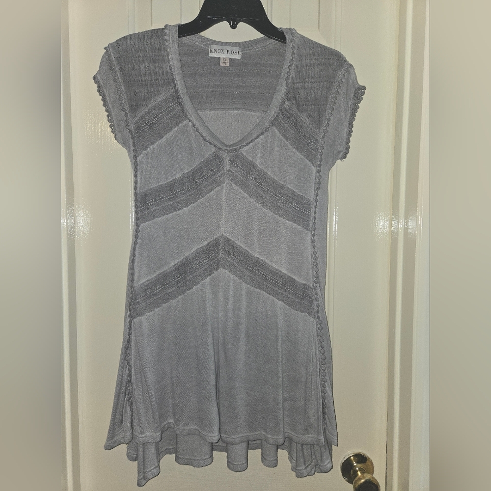 Knox Rose Charcoal Lace Accent Tunic
